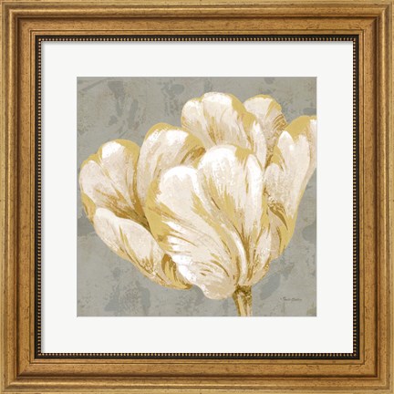 Framed Floral Fresco Grey II Print