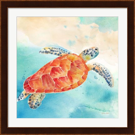 Framed Sea Splash Sea Turtle Print