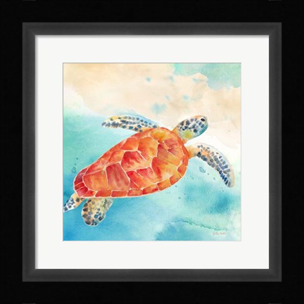 Framed Sea Splash Sea Turtle Print