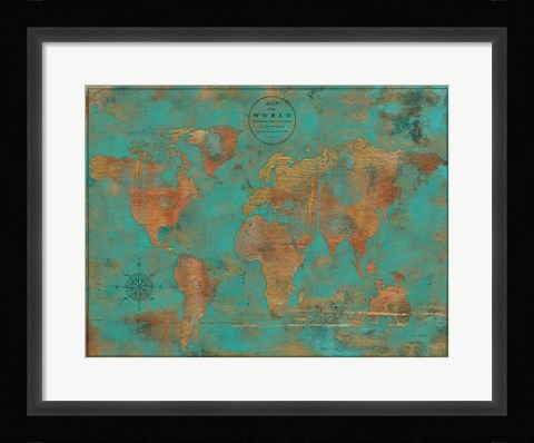 Framed Rustic World Map Print