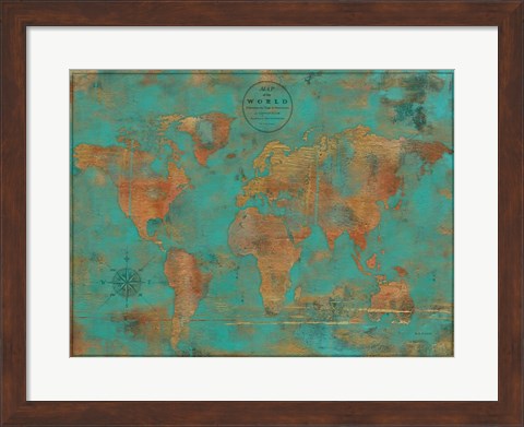 Framed Rustic World Map Print