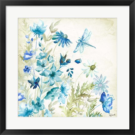 Framed Wildflowers and Butterflies Square I Print