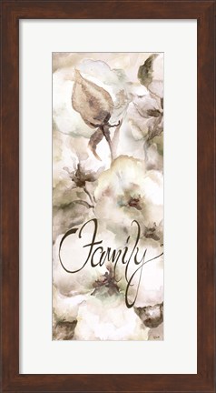 Framed Cotton Boll Panel Grey Sentiment I (Family) Print