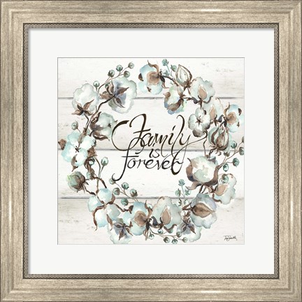 Framed Cotton Boll Family Wreath Print