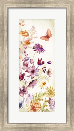 Framed Colorful Wildflowers and Butterflies Panel I Print