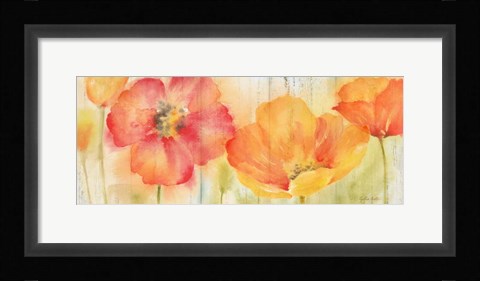 Framed Poppy Meadow Spice Woodgrain Panel Print