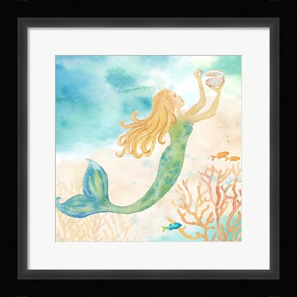 Framed Sea Splash Mermaid I Print