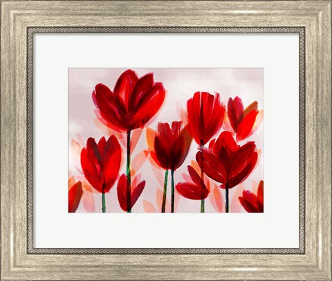 Framed Contemporary Poppies Red Print