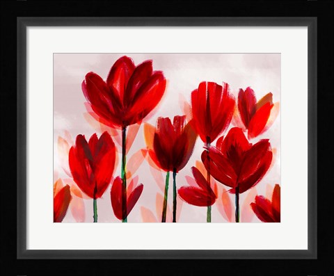 Framed Contemporary Poppies Red Print