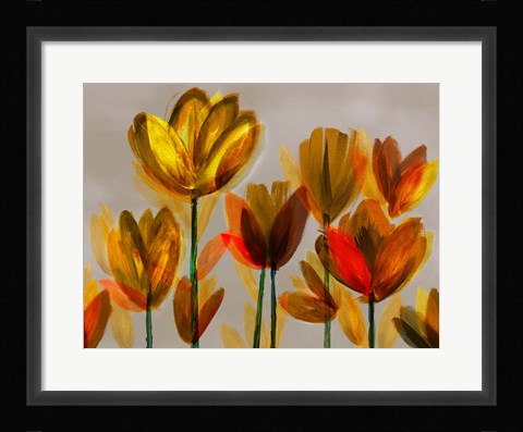 Framed Contemporary Poppies Yellow Print