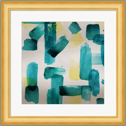 Framed Aqua Abstract Square II Print