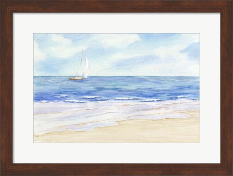 Framed Sailboat and Seagulls I Print