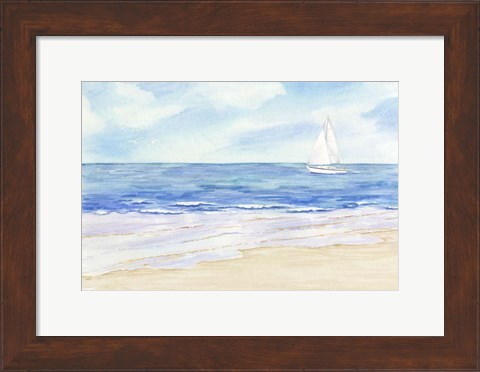 Framed Sailboat and Seagulls II Print