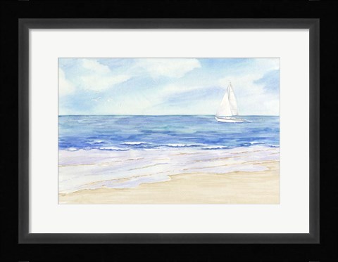 Framed Sailboat and Seagulls II Print
