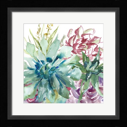Framed Succulent Garden Watercolor II Print