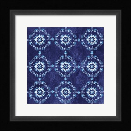 Framed Artisan Medallions Indigo I Print