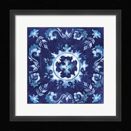 Framed Artisan Medallions Indigo II Print