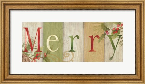 Framed Merry Rustic Sign I Print