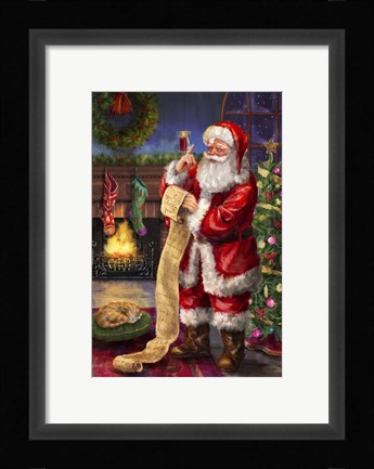 Framed Santa with his list Print