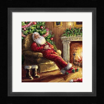 Framed Santa asleep in Chair Print