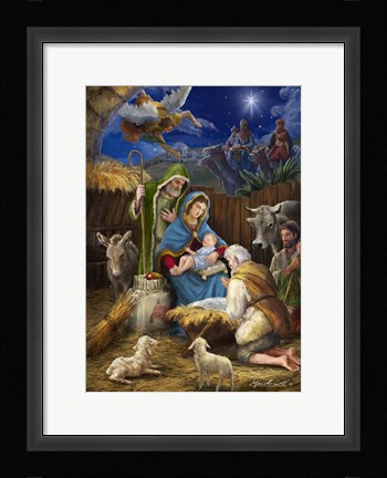 Framed Mary and the Shepards Print