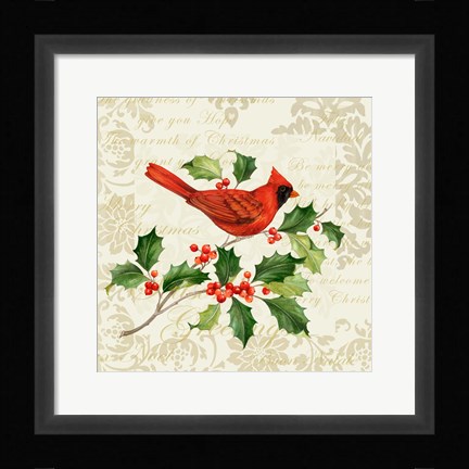 Framed Botanical Christmas Cream I Print