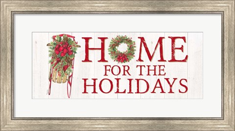 Framed Home for the Holidays Sled Sign Print