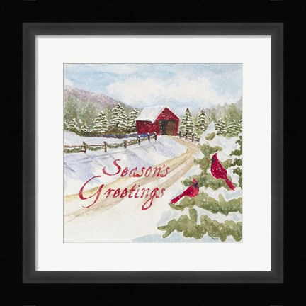 Framed Christmas in the Country I Happy Holidays Print