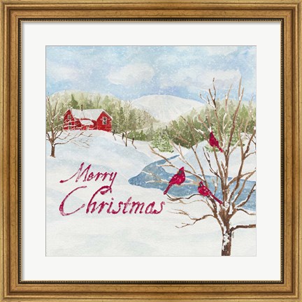 Framed Christmas in the Country IV Merry Christmas Print