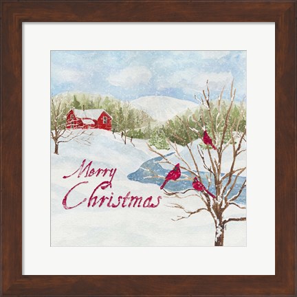 Framed Christmas in the Country IV Merry Christmas Print