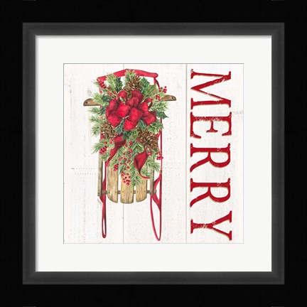 Framed Home for the Holidays Merry Sled Print