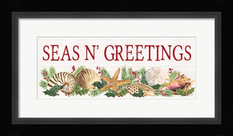 Framed Seas N Greetings panel sign Print