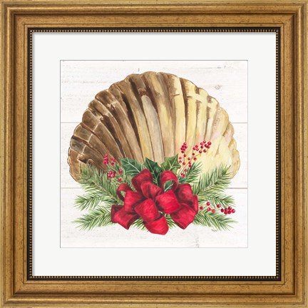 Framed Christmas by the Sea Scallop square Print
