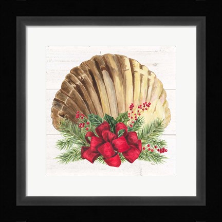 Framed Christmas by the Sea Scallop square Print