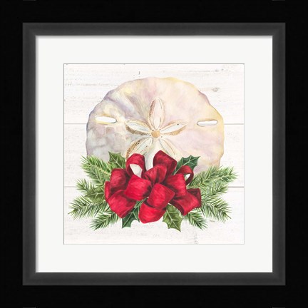 Framed Christmas by the Sea Sanddollar square Print