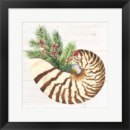 Framed Christmas by the Sea Nautilus square Print