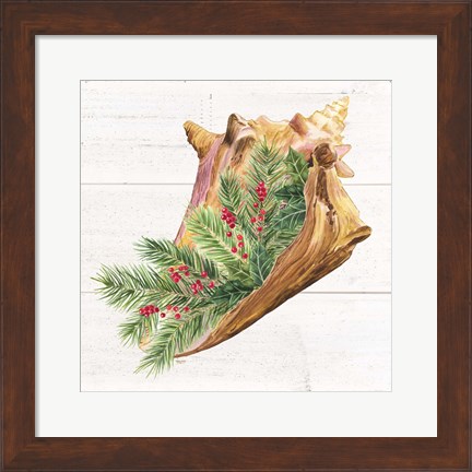 Framed Christmas by the Sea Conch square Print