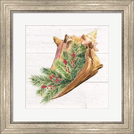 Framed Christmas by the Sea Conch square Print