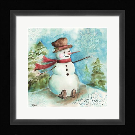 Framed Watercolor Snowmen I Print