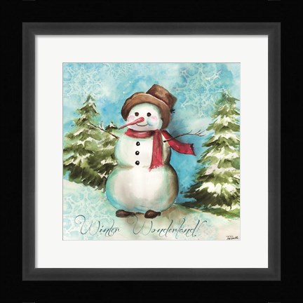 Framed Watercolor Snowmen II Print
