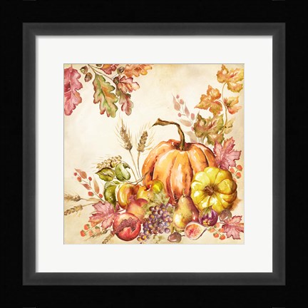 Framed Watercolor Harvest Pumpkins II Print