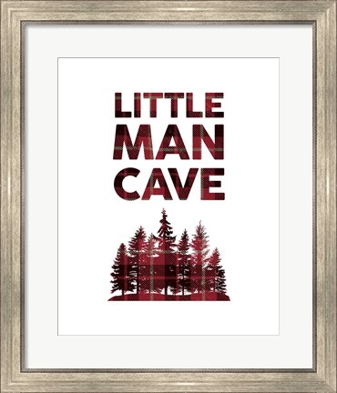 Framed Little Man Cave - Trees Red Plaid Print