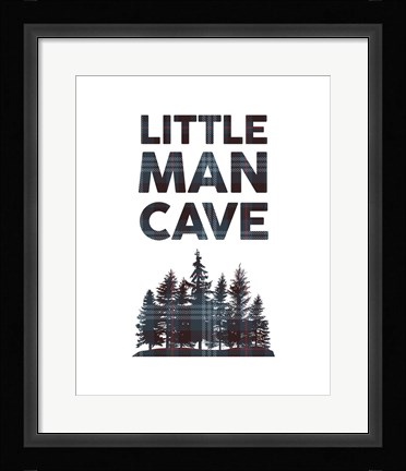 Framed Little Man Cave - Trees Blue Plaid Print