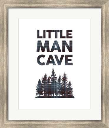 Framed Little Man Cave - Trees Blue Plaid Print