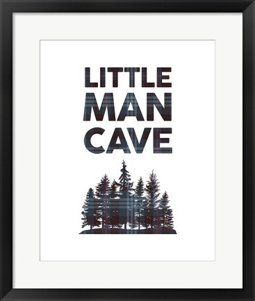 Framed Little Man Cave - Trees Blue Plaid Print