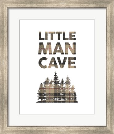Framed Little Man Cave - Trees Tan Plaid Print