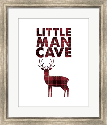 Framed Little Man Cave - Deer Red Plaid Print