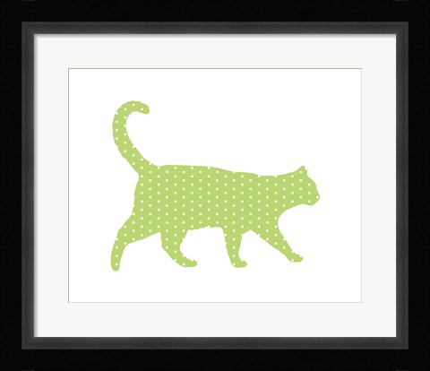 Framed Dot Pattern Cat - Green Print