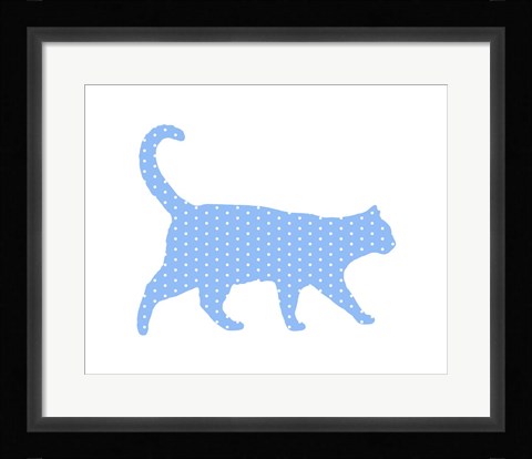 Framed Dot Pattern Cat - Blue Print
