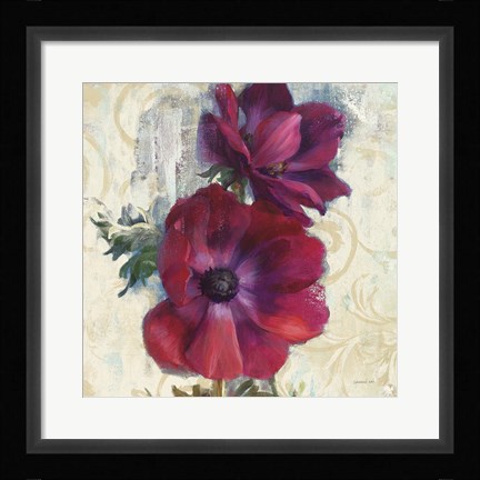 Framed Rich Anemones I on Ivory Print